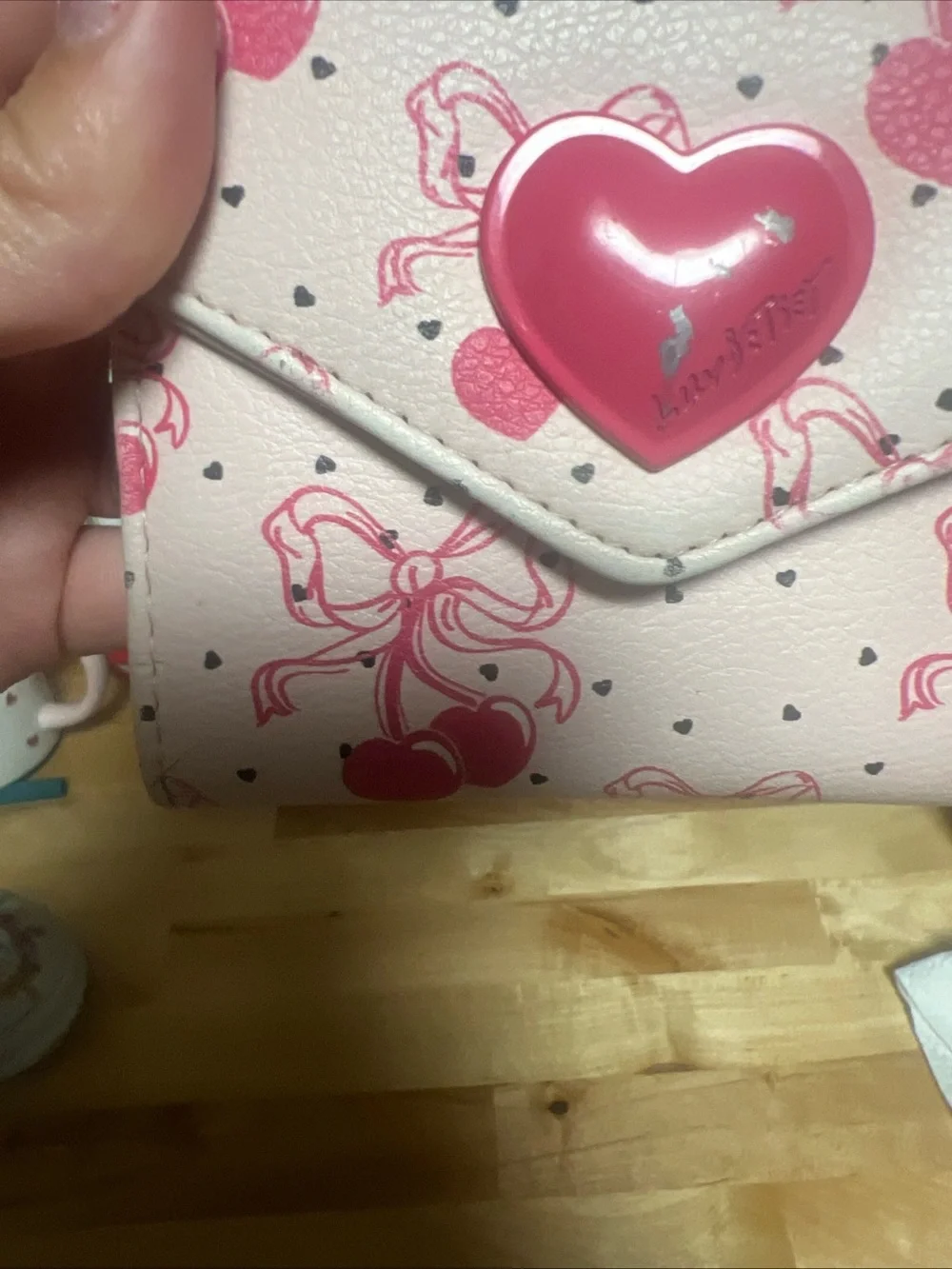 Betsey Johnson Pink Cherry Heart  Wallet